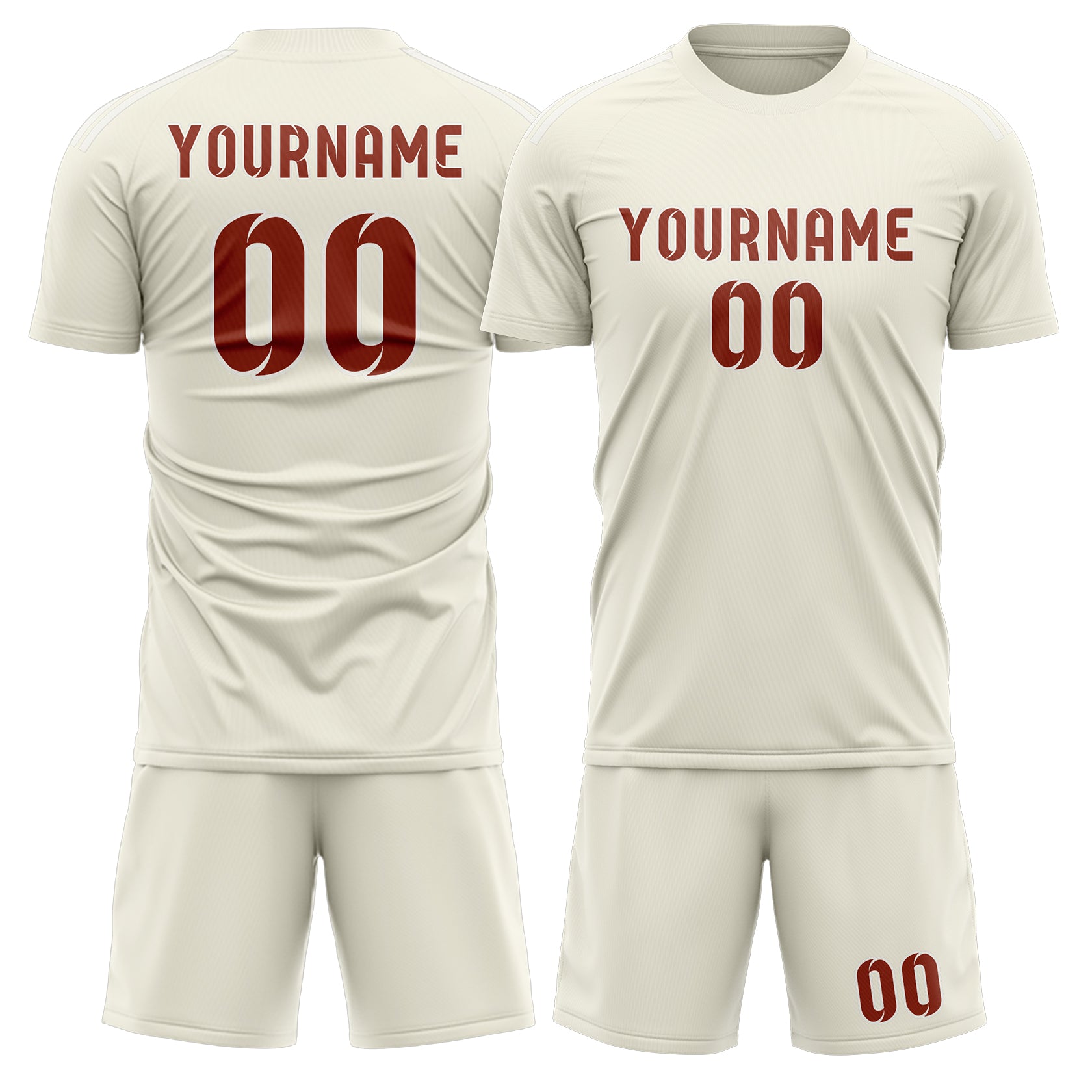 Custom Cream Coral Red Soccer Set