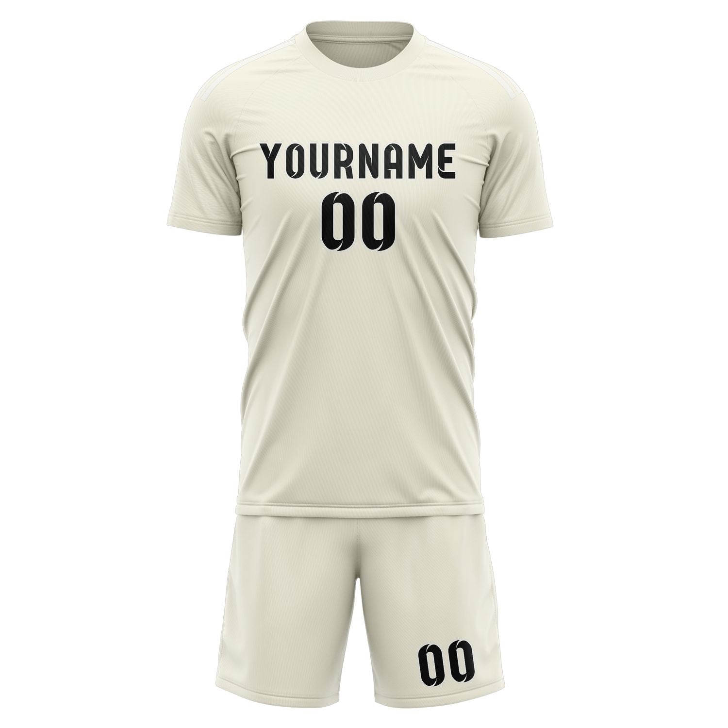 Custom Cream Black Soccer Set