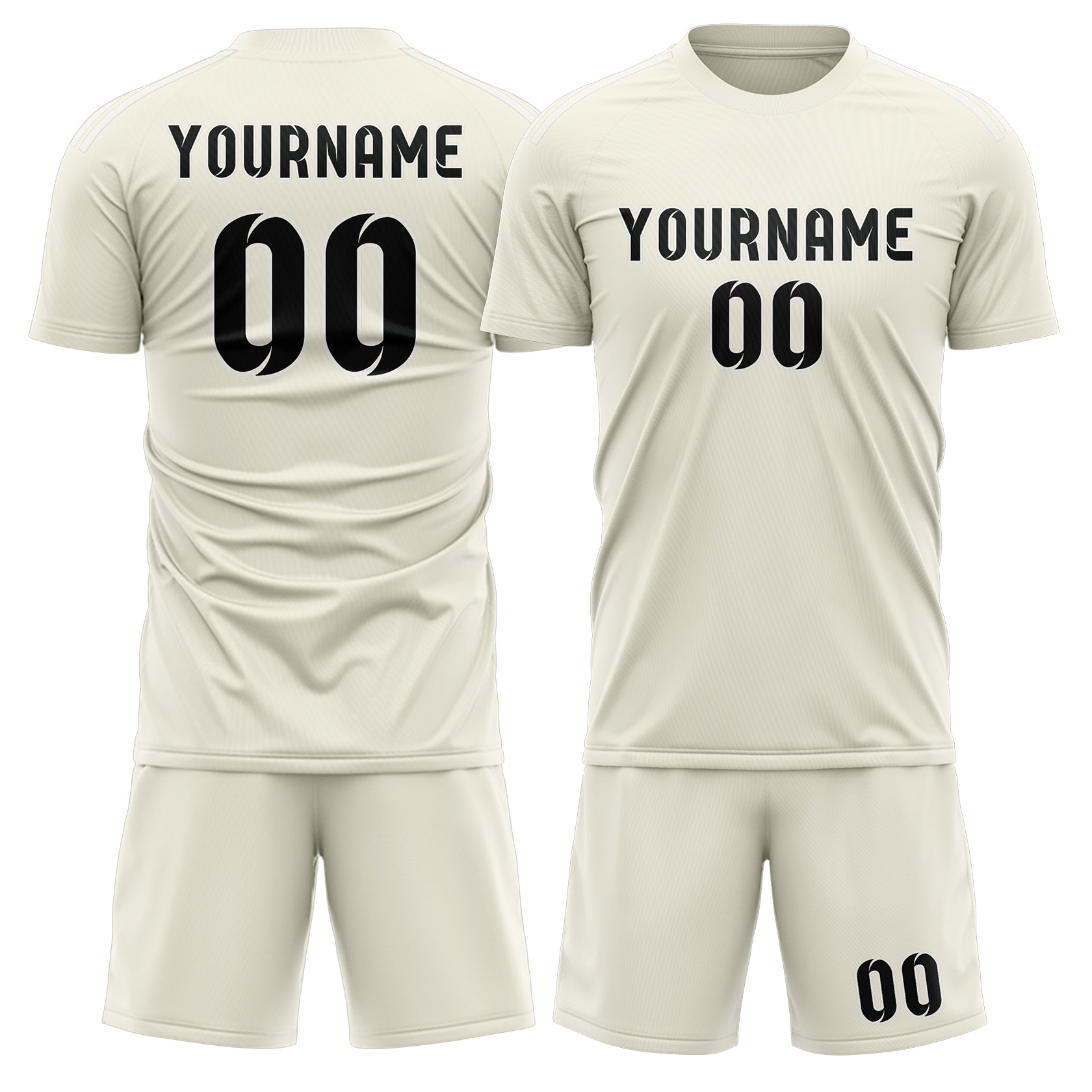 Custom Cream Black Soccer Set
