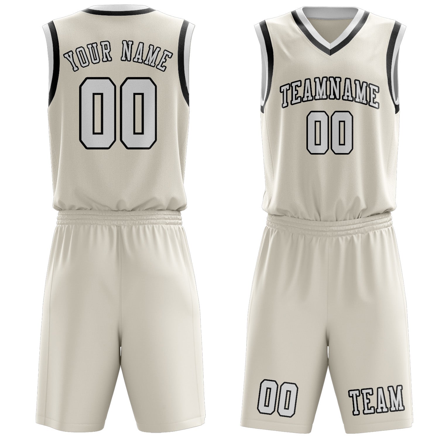 Custom Cream White Basketball Set