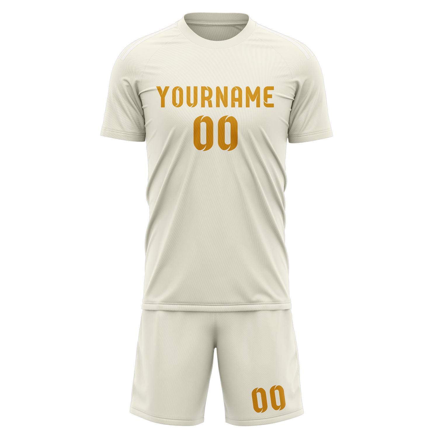 Custom Cream Yellow Soccer Set