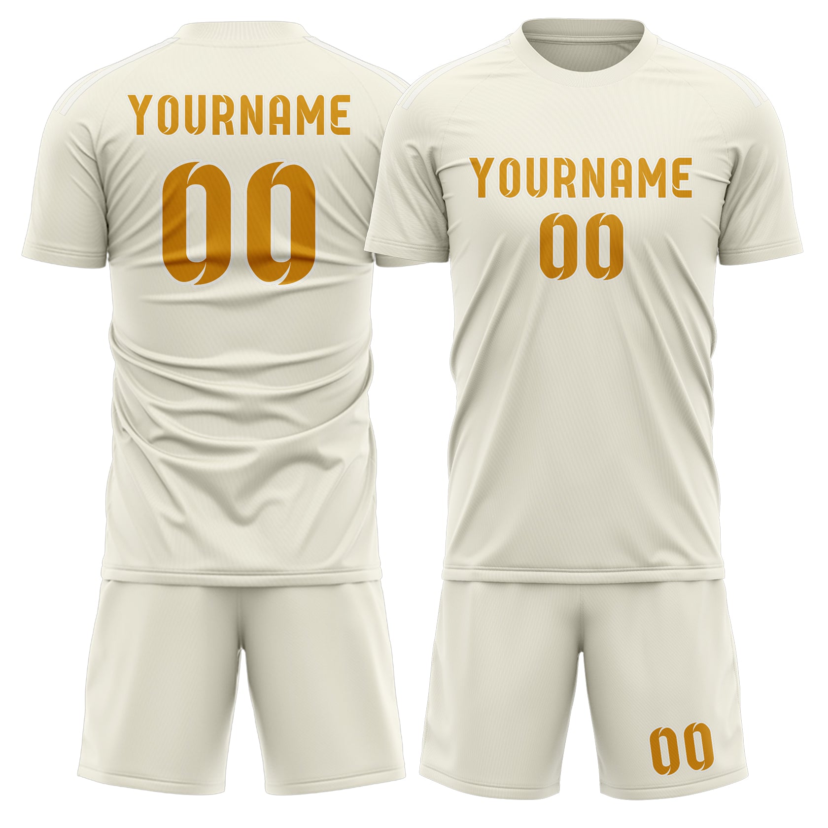 Custom Cream Yellow Soccer Set