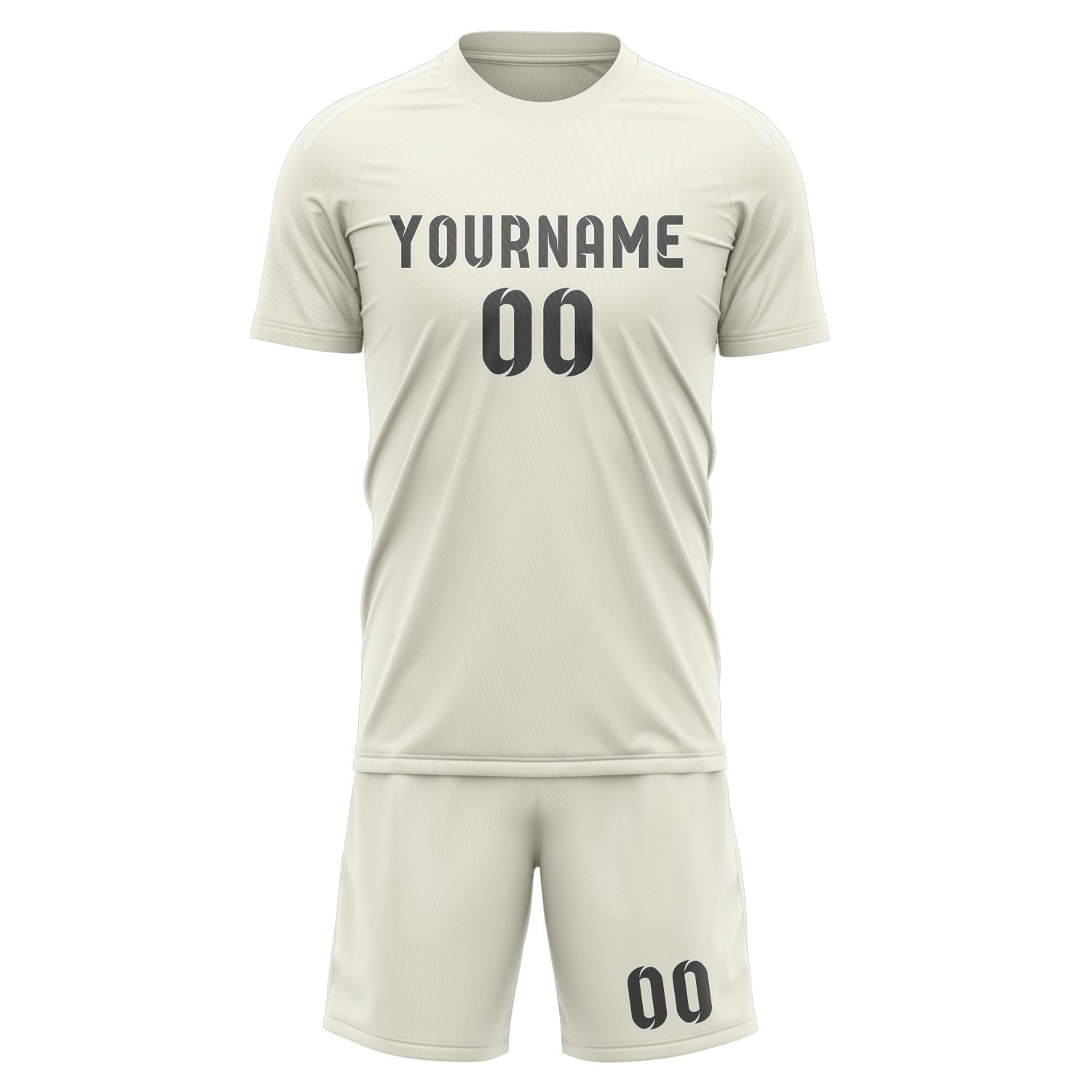 Custom Cream Dark Grey Soccer Set
