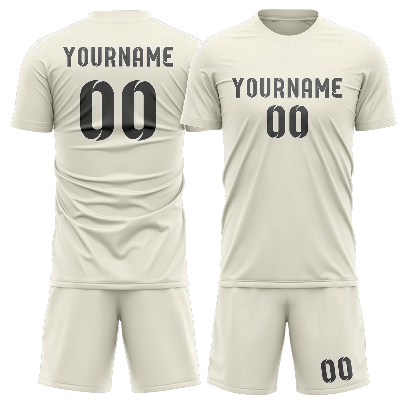Custom Cream Dark Grey Soccer Set