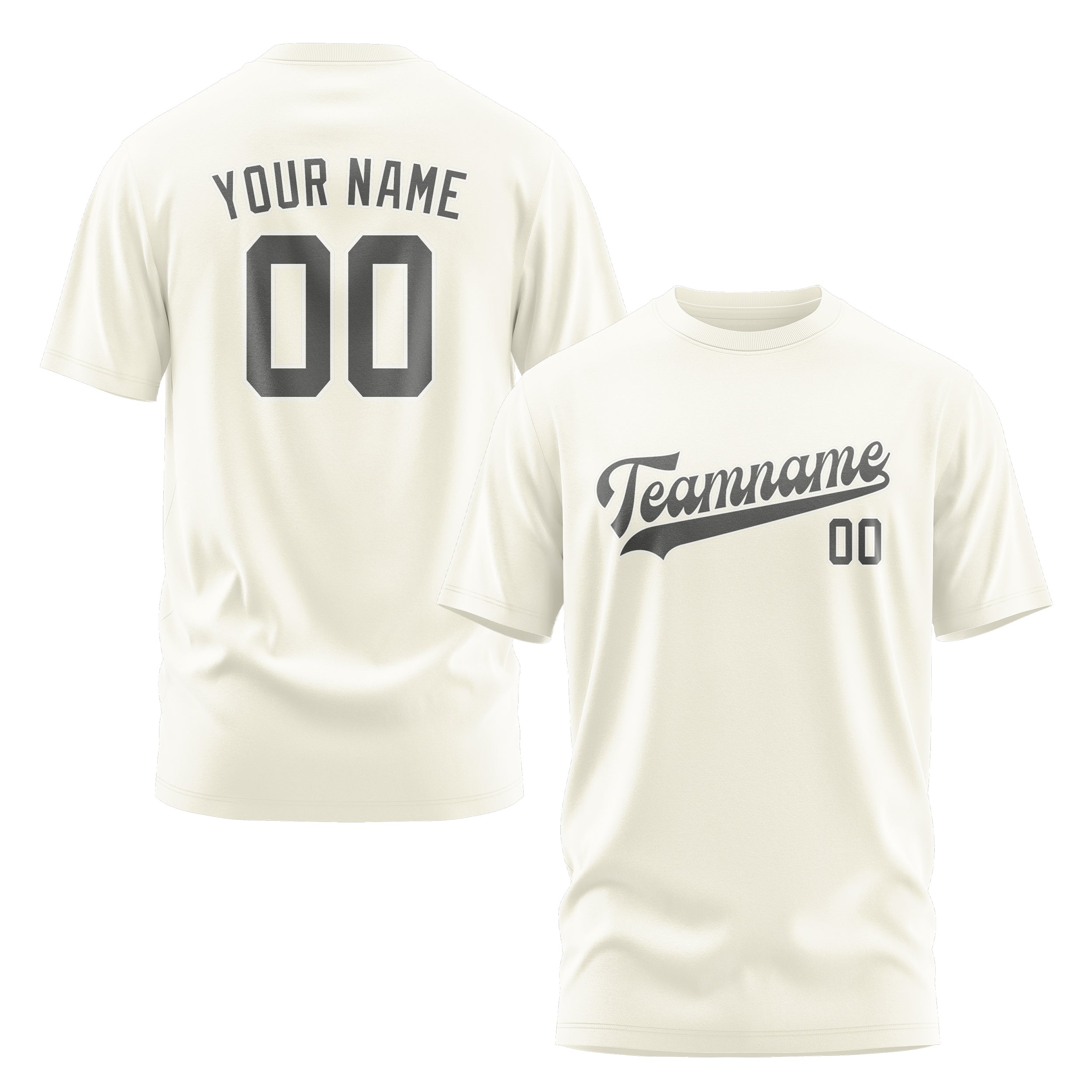 Custom Cream Dark Grey T-Shirt