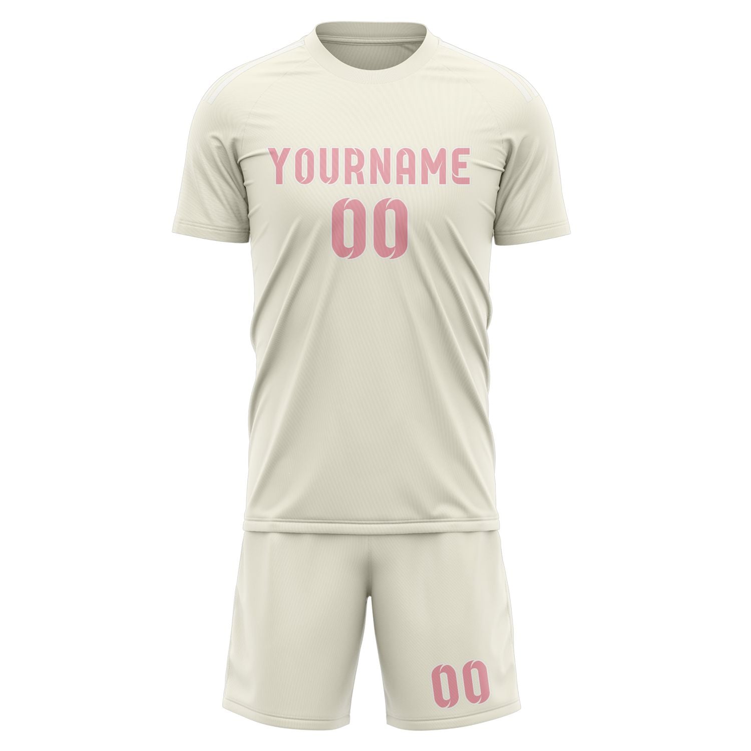 Custom Cream Light Pink Soccer Set