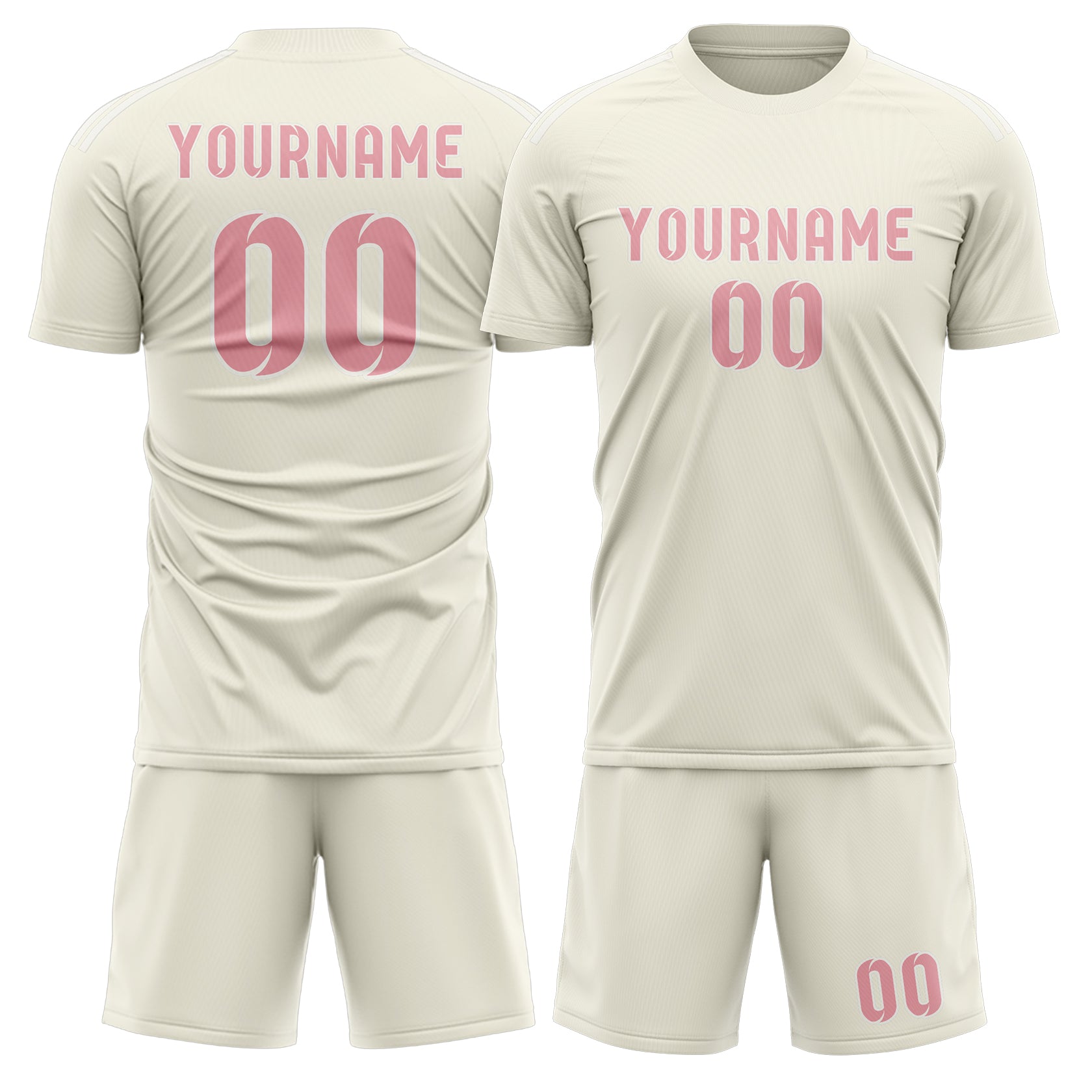 Custom Cream Light Pink Soccer Set