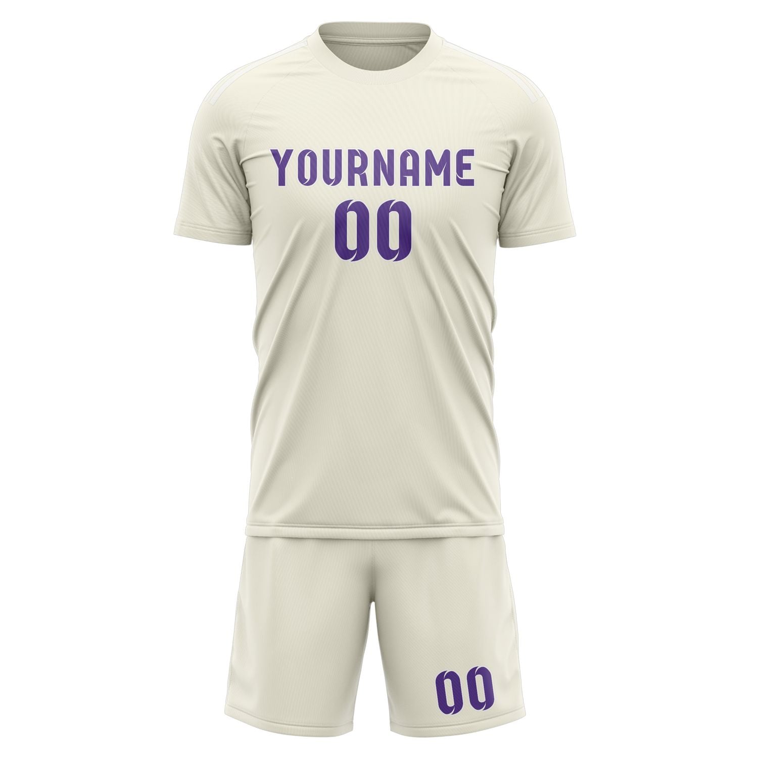 Custom Cream Light Purple Soccer Set
