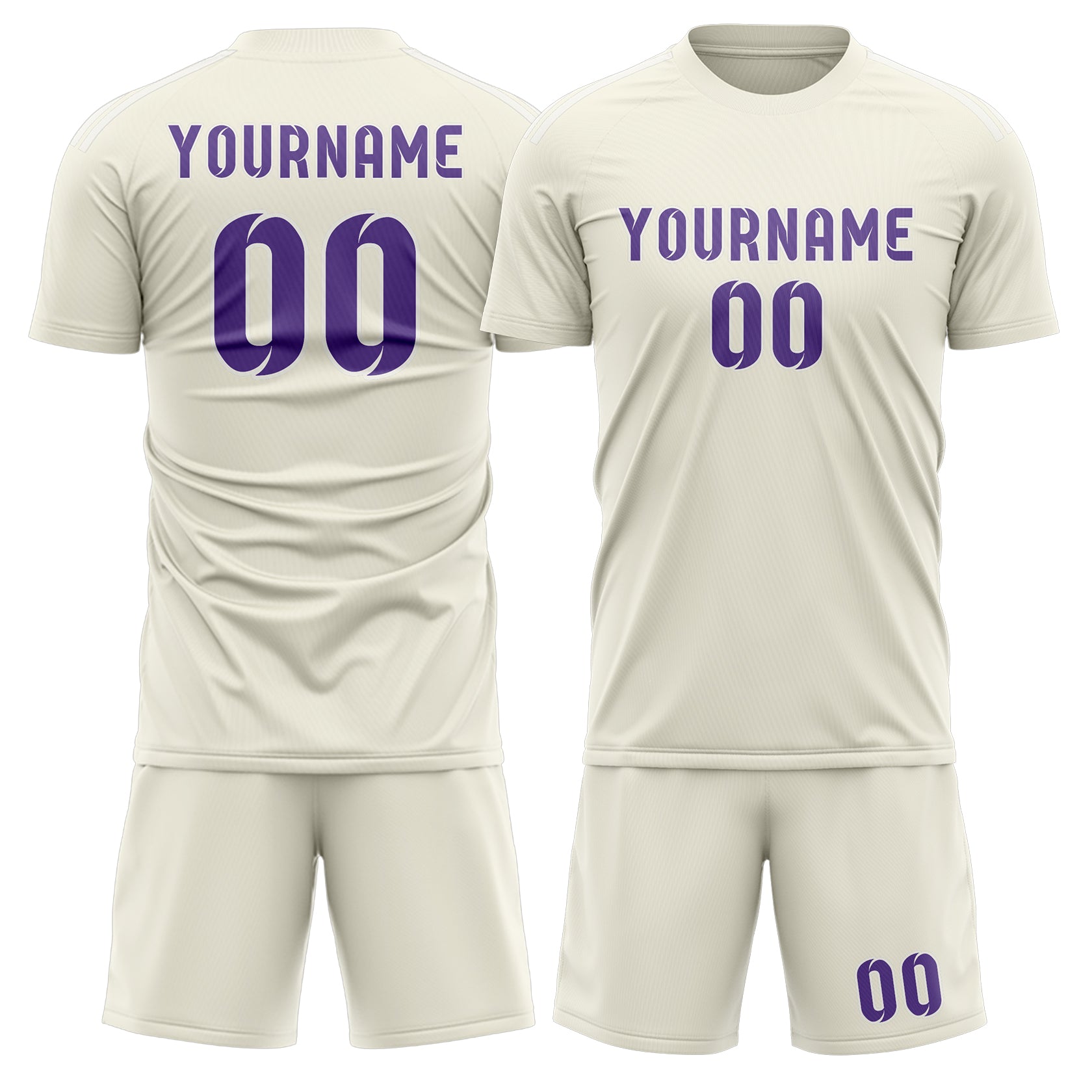 Custom Cream Light Purple Soccer Set