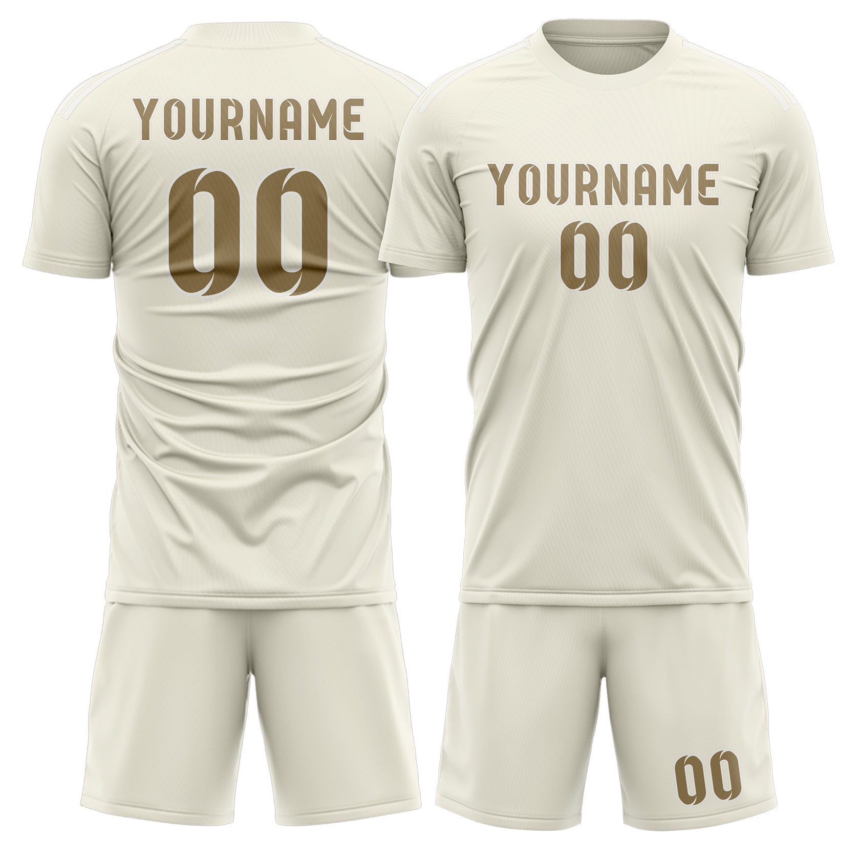 Custom Cream Light Khaki Soccer Set