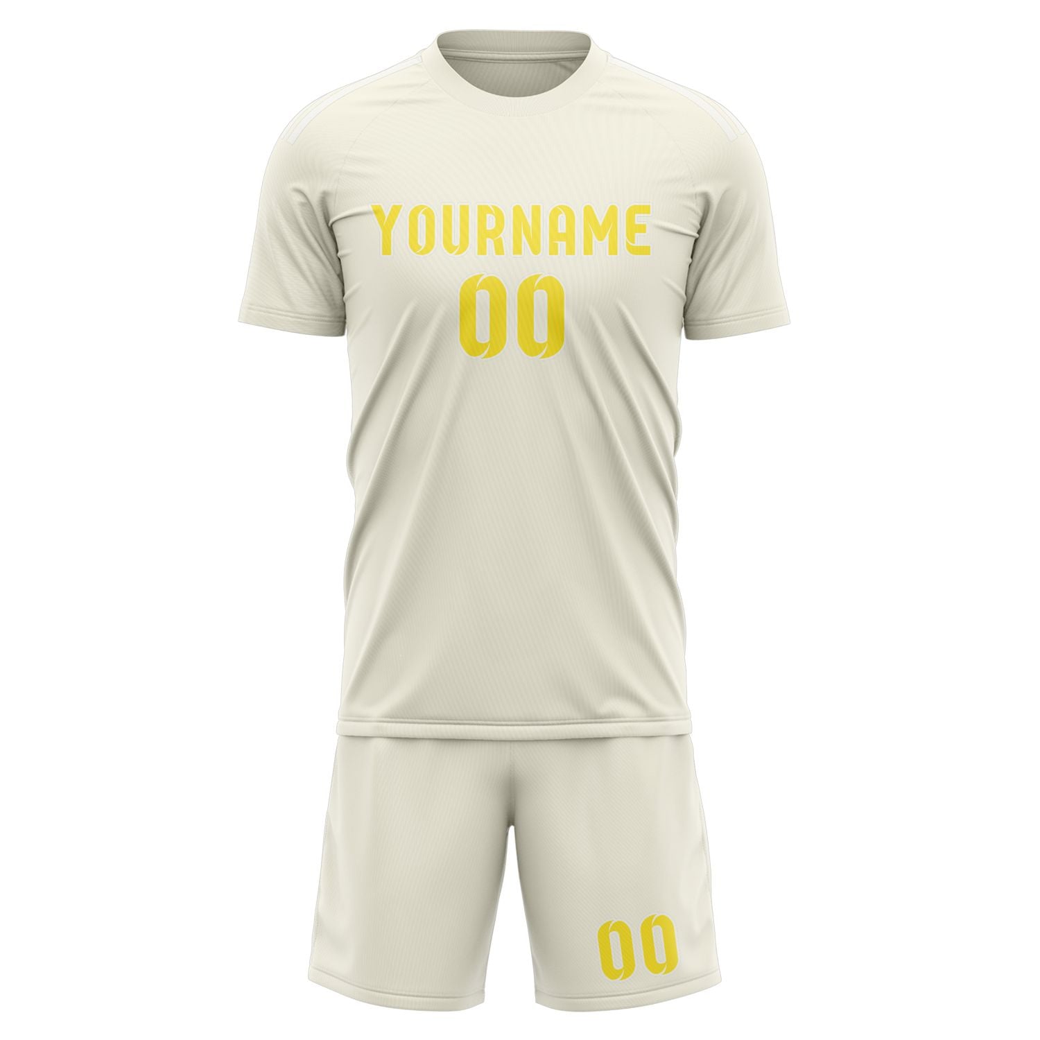 Custom Cream Light Yellow Soccer Set