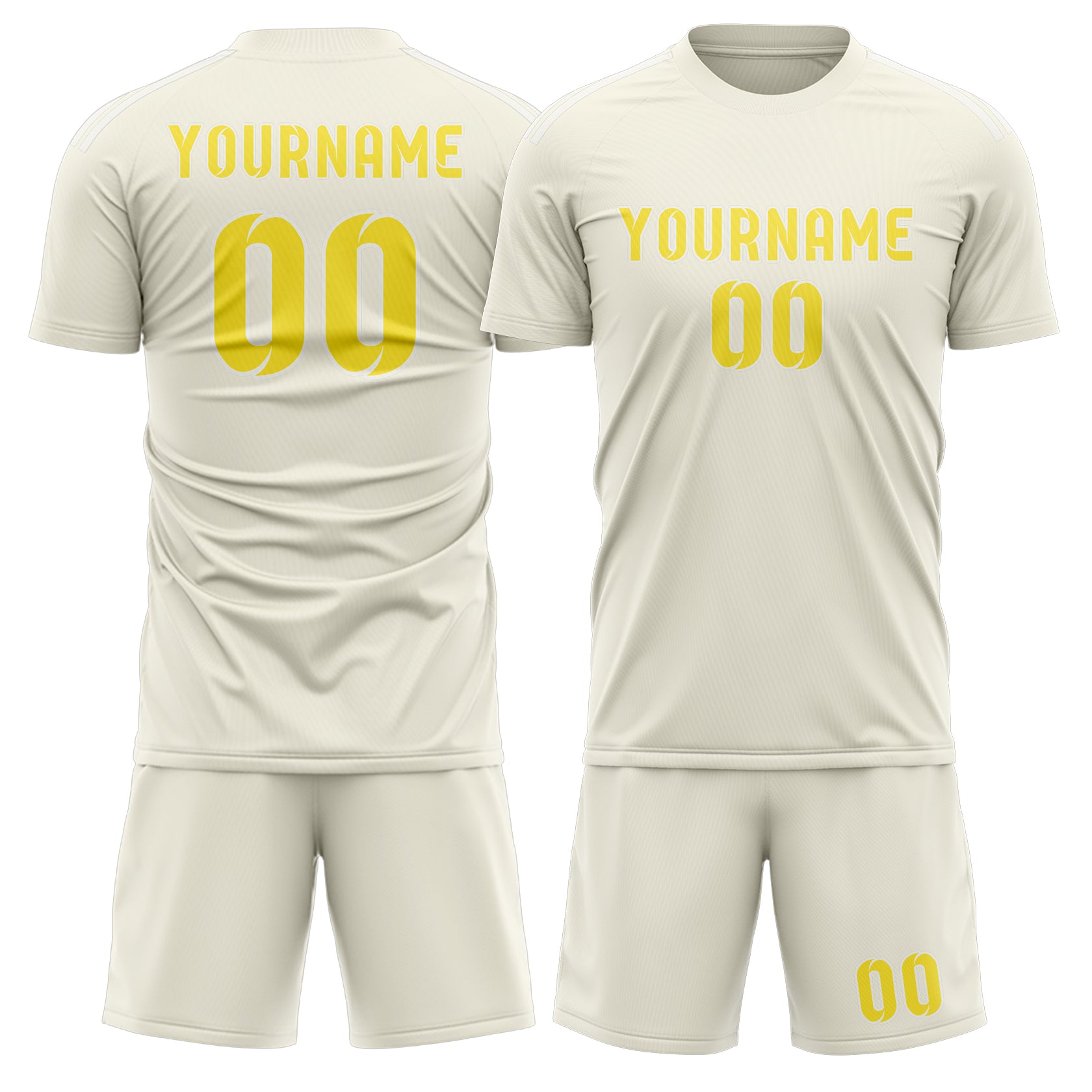 Custom Cream Light Yellow Soccer Set