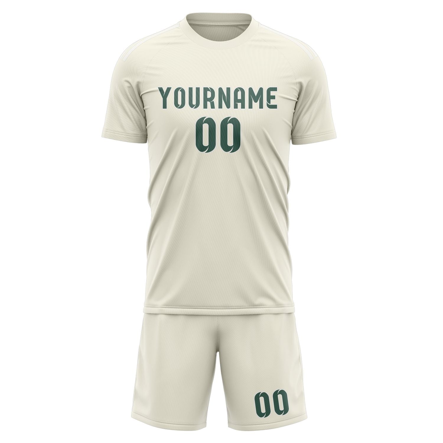 Custom Cream Blue Green Soccer Set