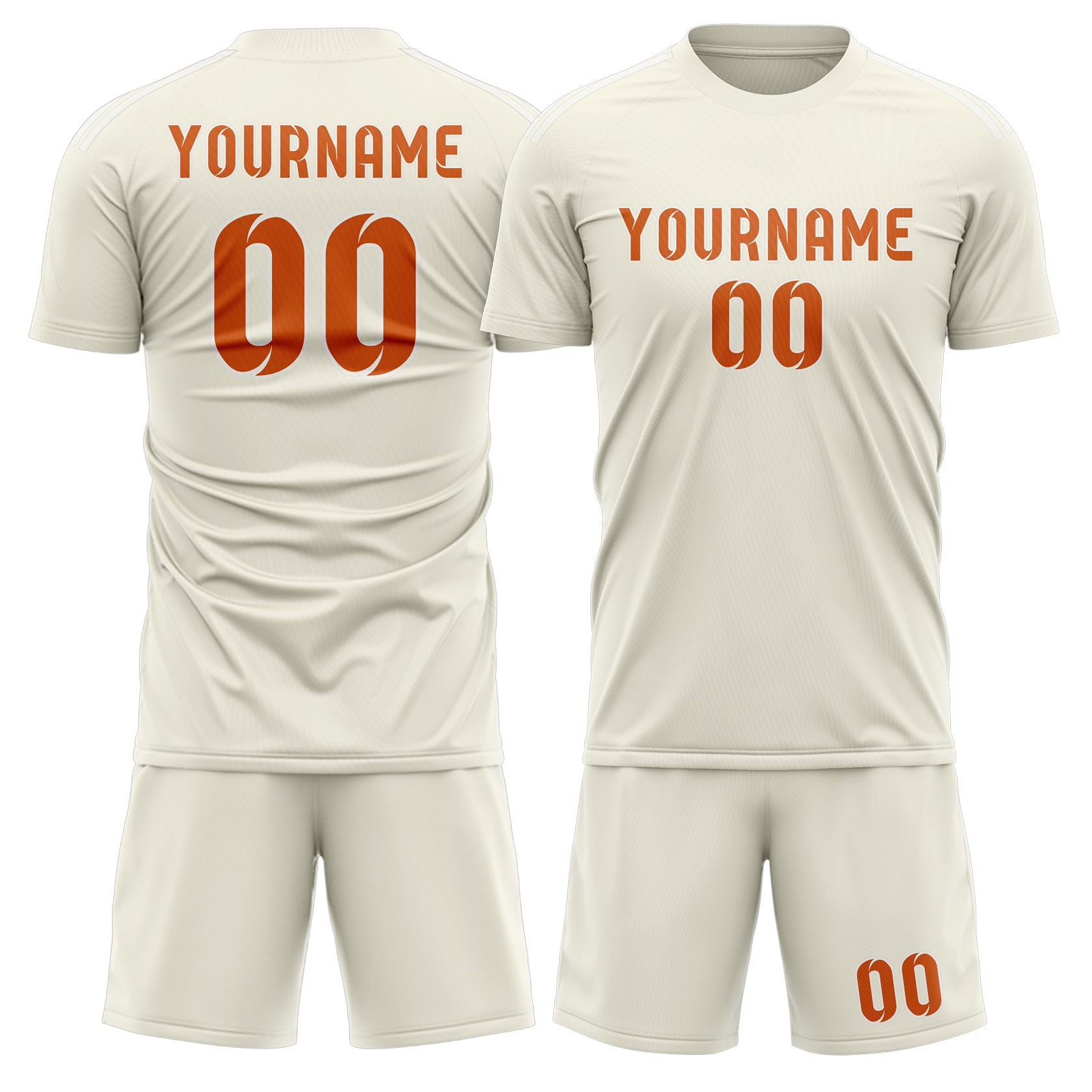 Custom Cream Orange Soccer Set
