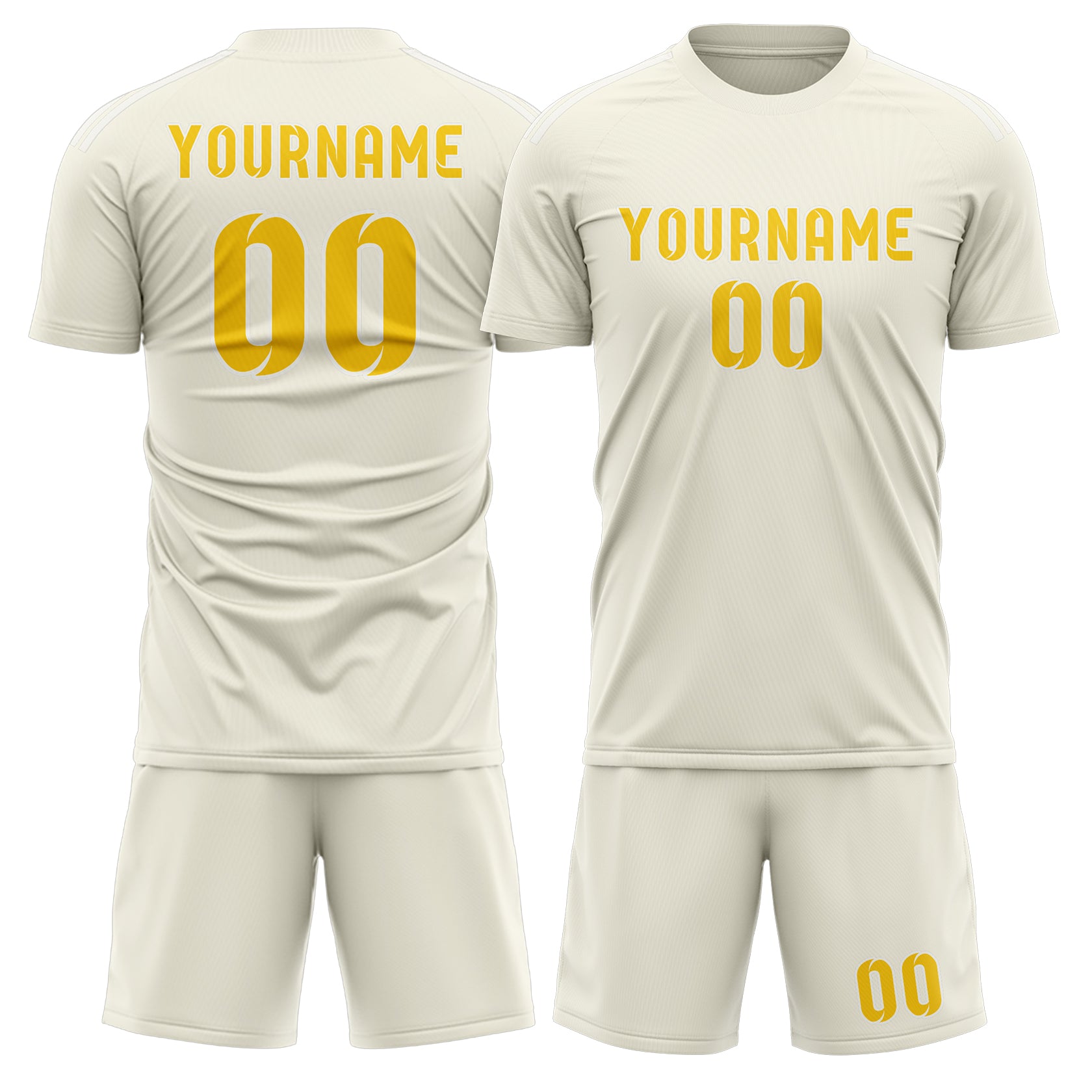 Custom Cream Gold Soccer Set