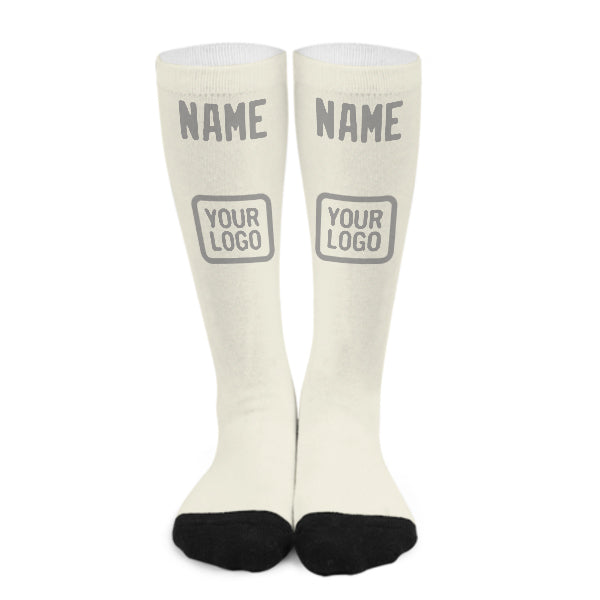 Custom Cream Gray Knee-High Sock