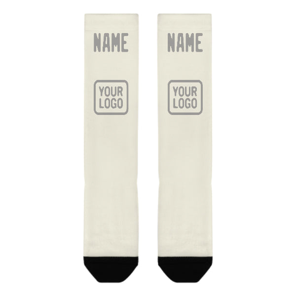 Custom Cream Gray Knee-High Sock