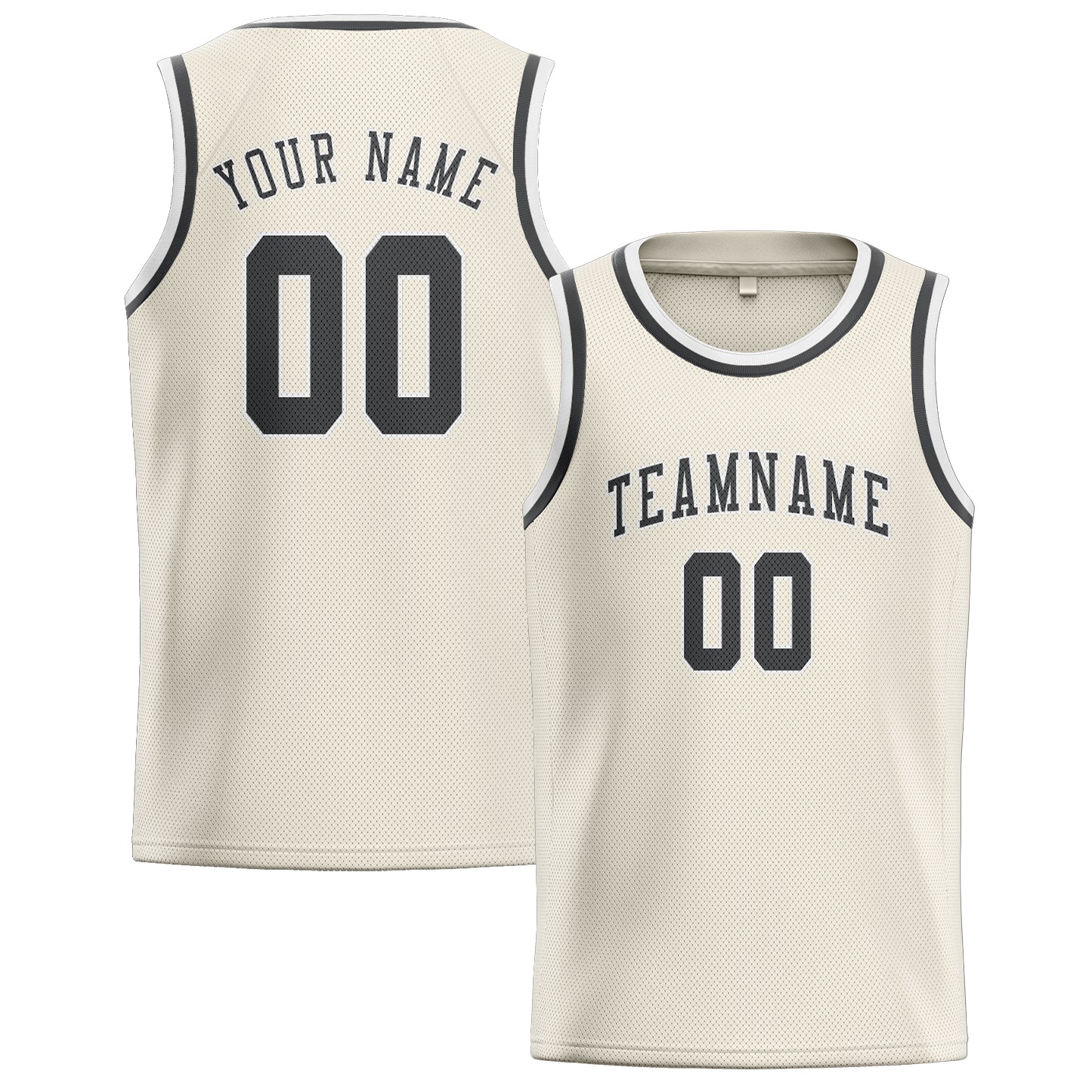 Custom Cream Dark Grey Basketball Jersey