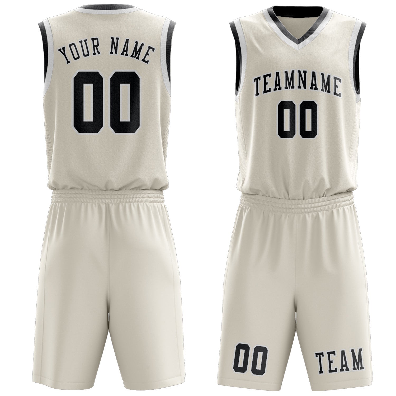Custom Cream Dark Grey Basketball Set