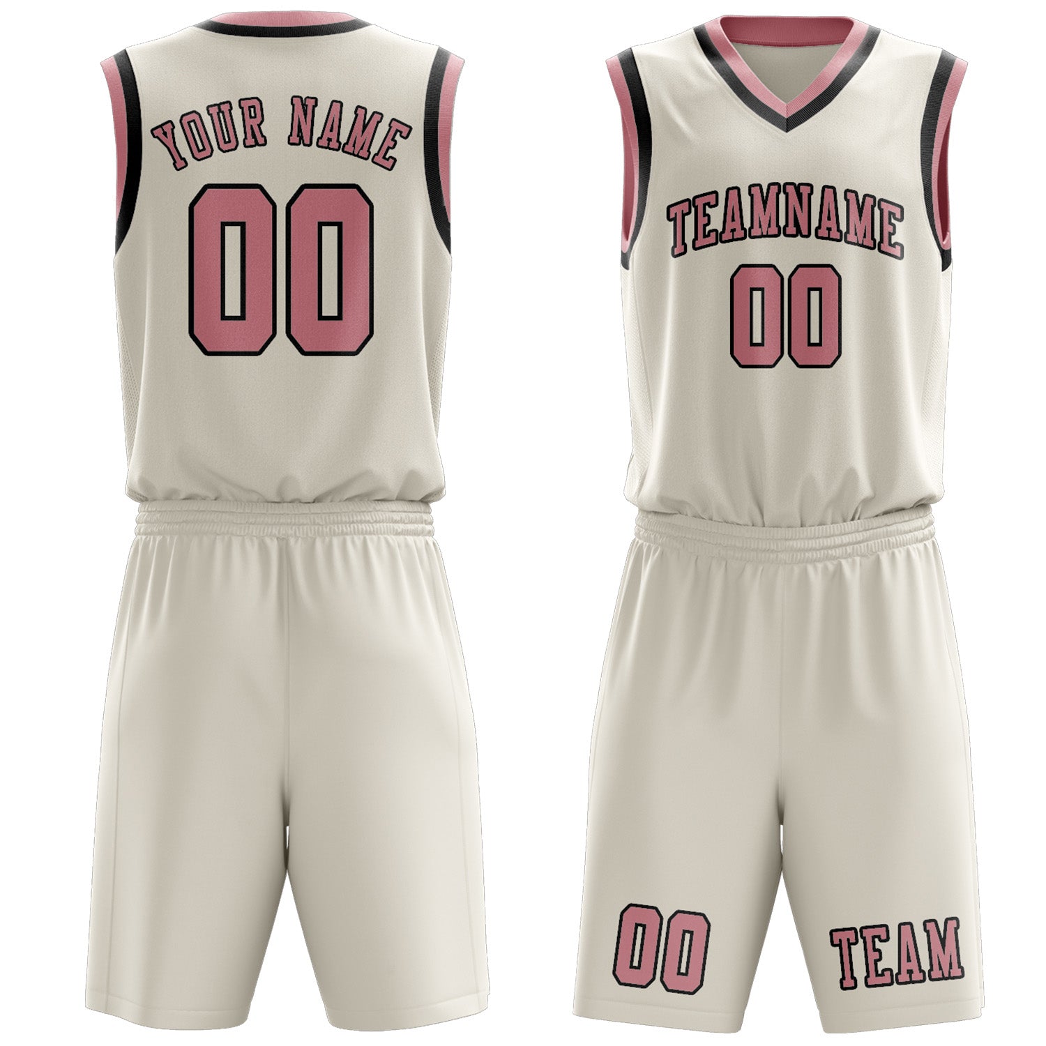 Custom Cream Light Pink Basketball Set