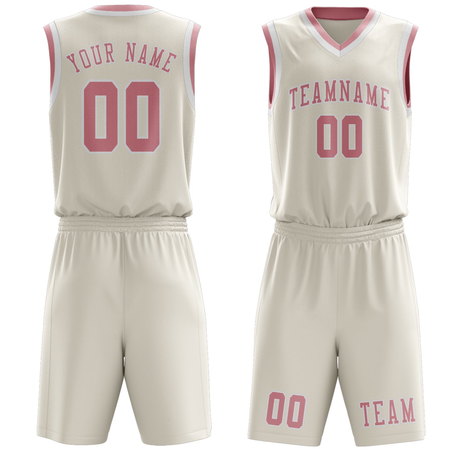 Custom Cream Light Pink Basketball Set