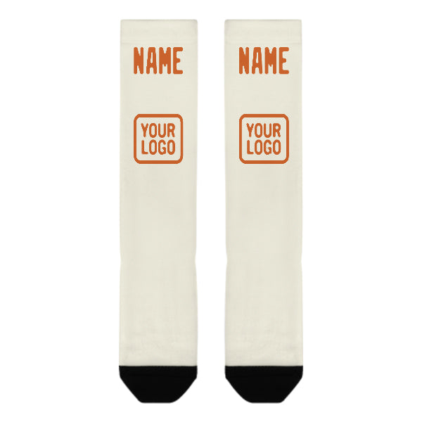 Custom Cream Orange Knee-High Sock
