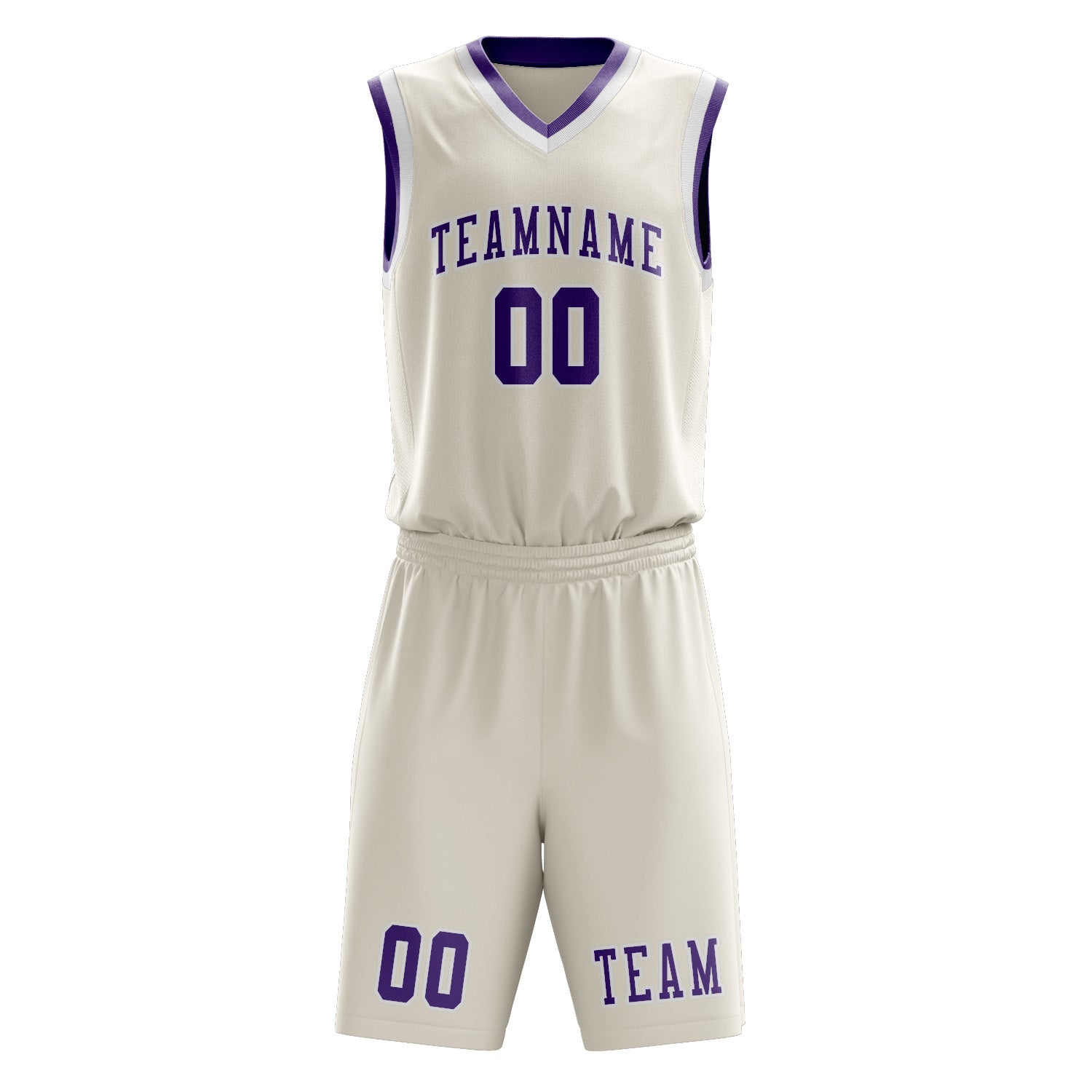 Custom Cream Light Purple Basketball Set
