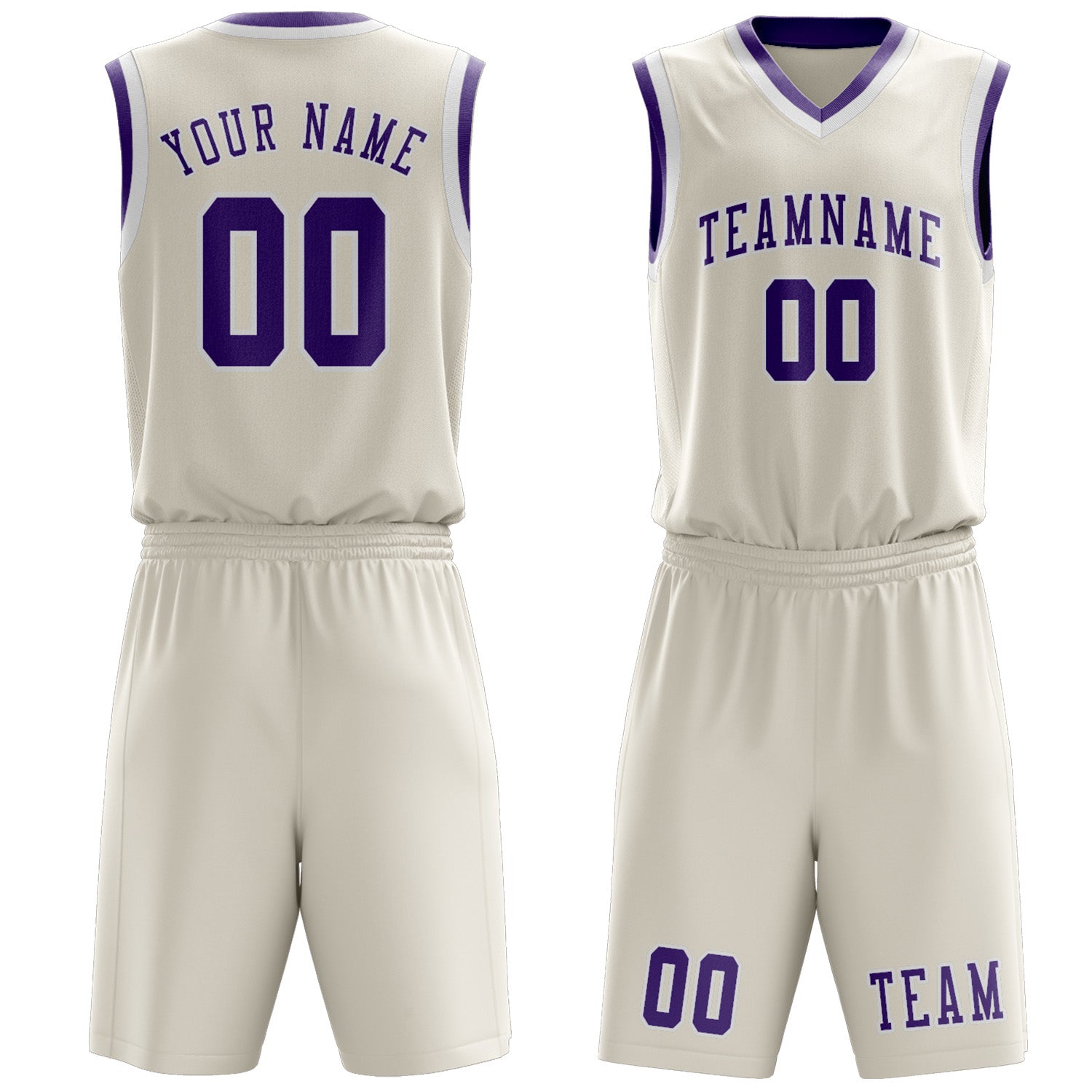 Custom Cream Light Purple Basketball Set