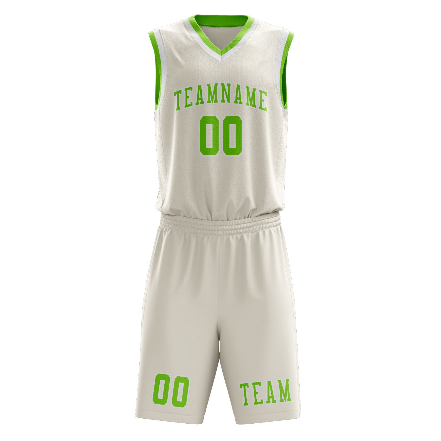 Custom Cream Emerald Green Basketball Set