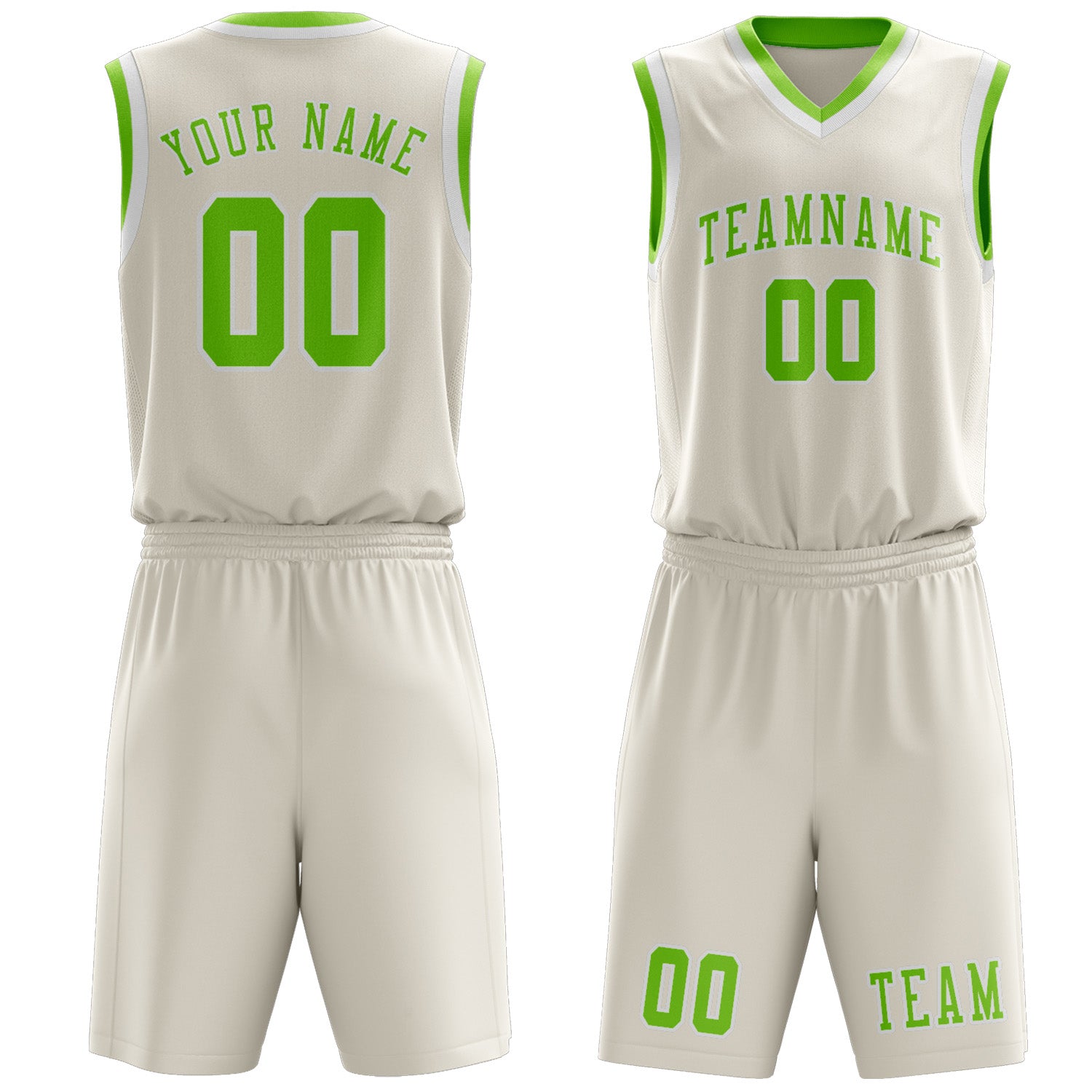 Custom Cream Emerald Green Basketball Set