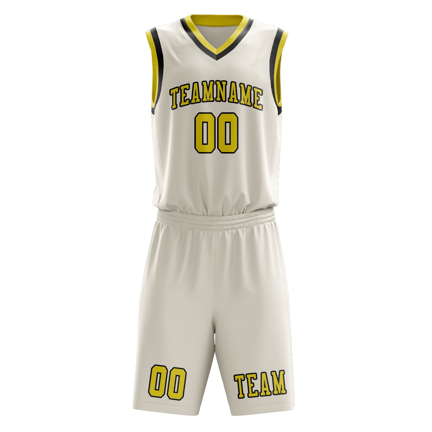 Custom Cream Light Yellow Basketball Set