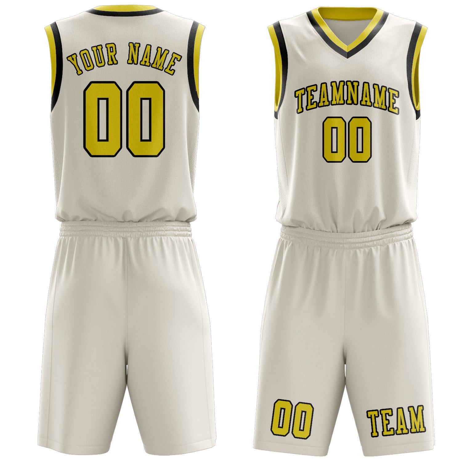 Custom Cream Light Yellow Basketball Set