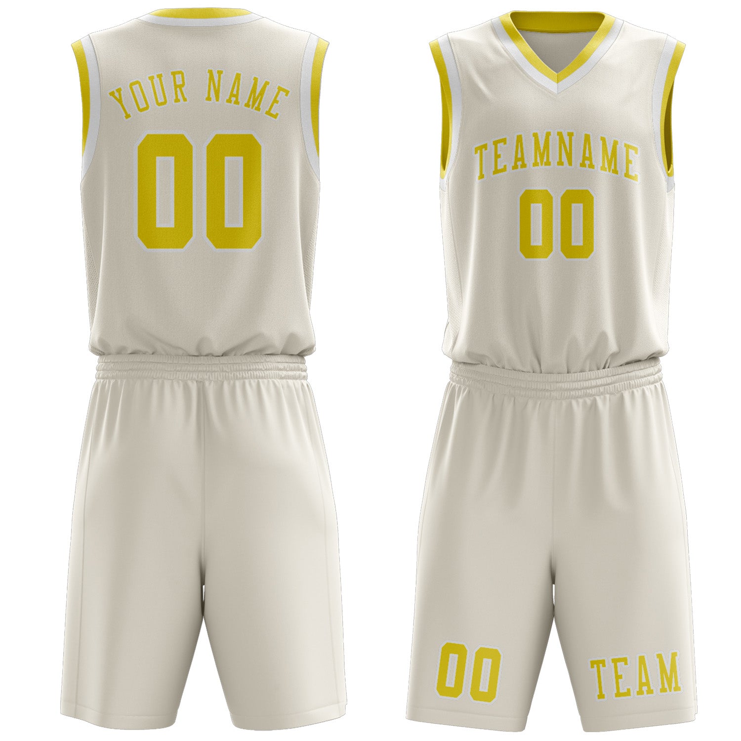 Custom Cream Light Yellow Basketball Set