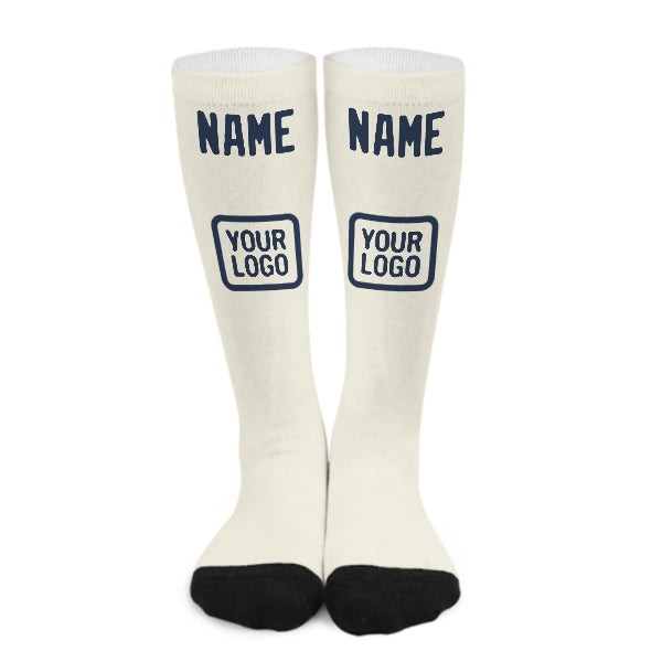 Custom Cream Blue Knee-High Sock