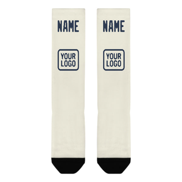 Custom Cream Blue Knee-High Sock