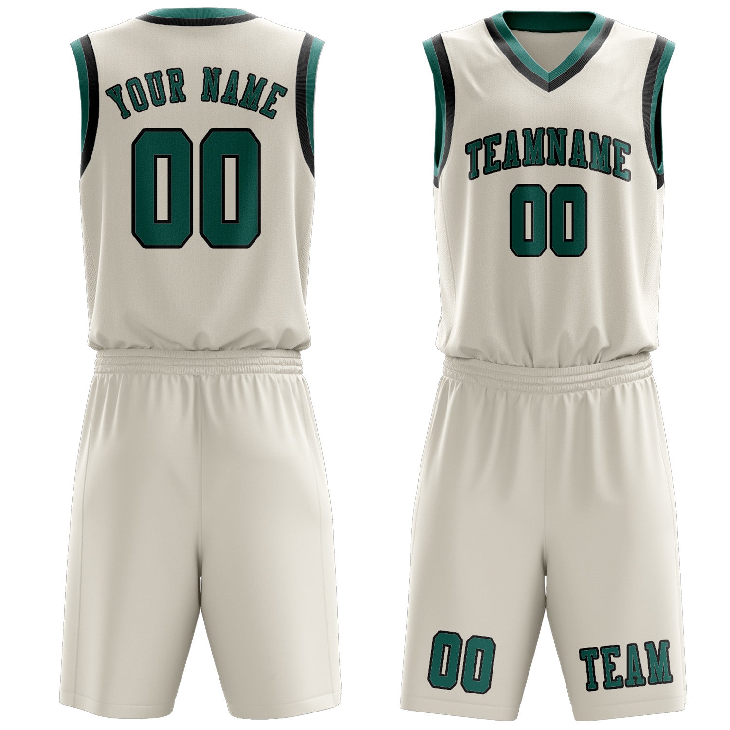 Custom Cream Blue Green Basketball Set