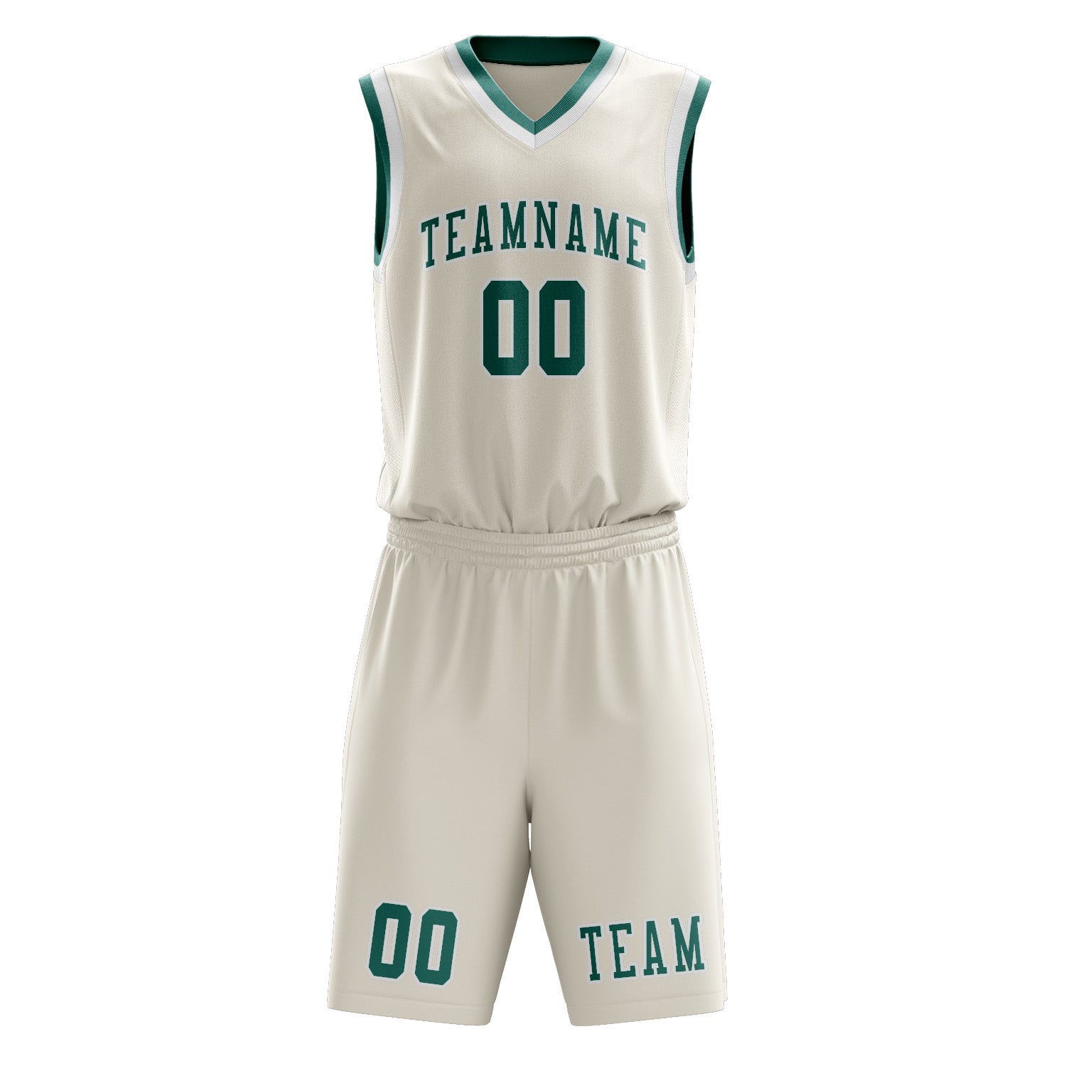 Custom Cream Blue Green Basketball Set