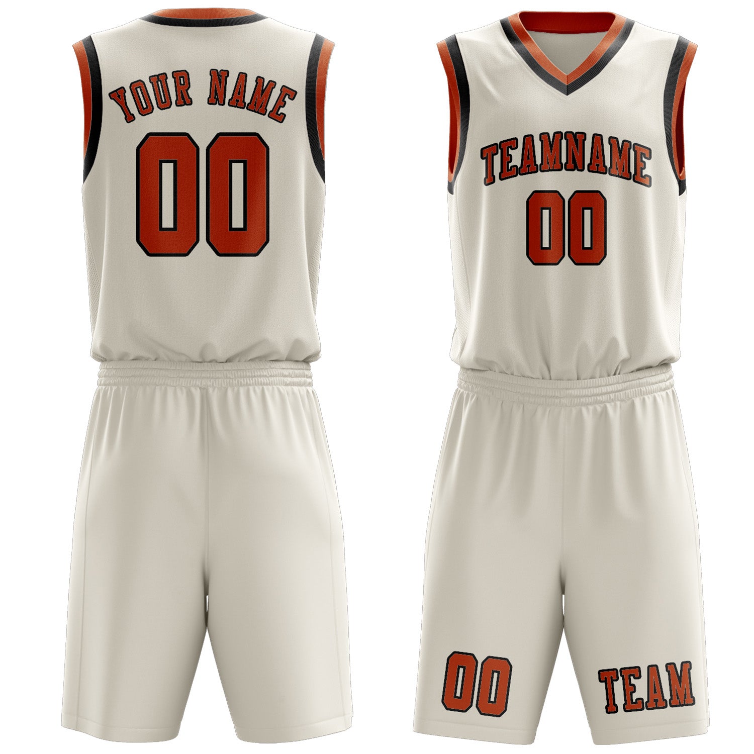 Custom Cream Orange Basketball Set