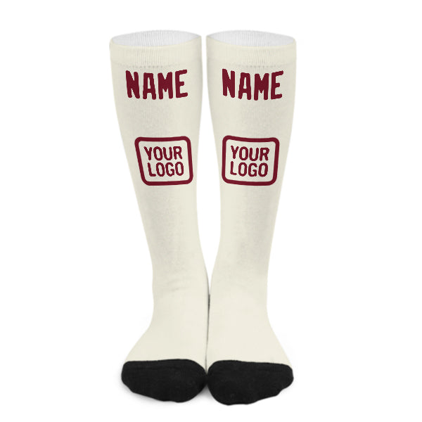 Custom Cream Crimson Red Knee-High Sock