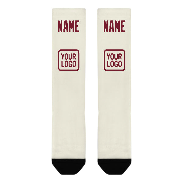 Custom Cream Crimson Red Knee-High Sock