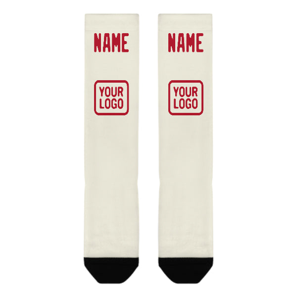 Custom Cream Red Knee-High Sock