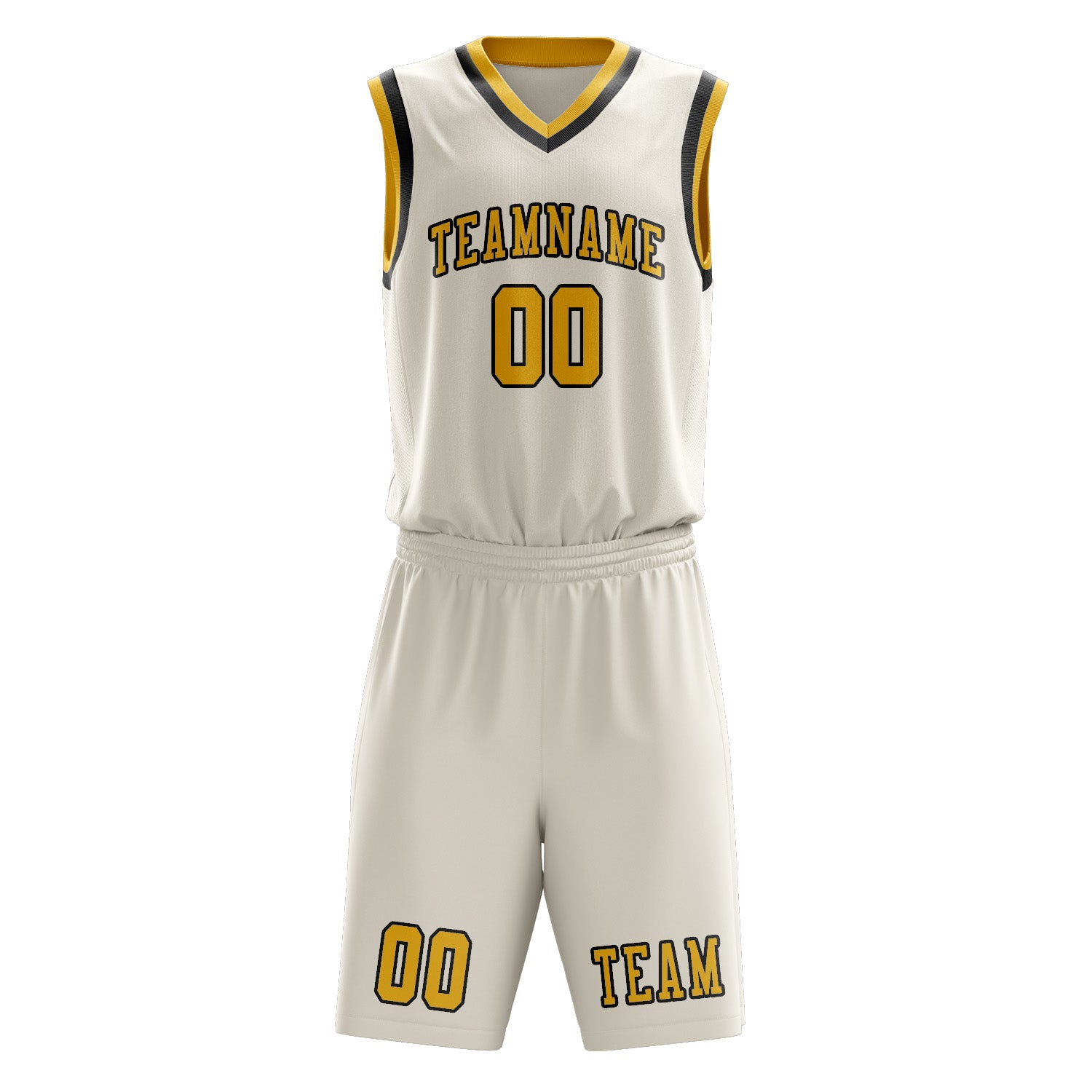 Custom Cream Gold Basketball Set