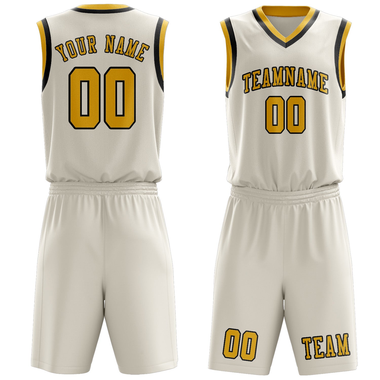 Custom Cream Gold Basketball Set