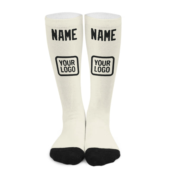 Custom Cream Black Knee-High Sock