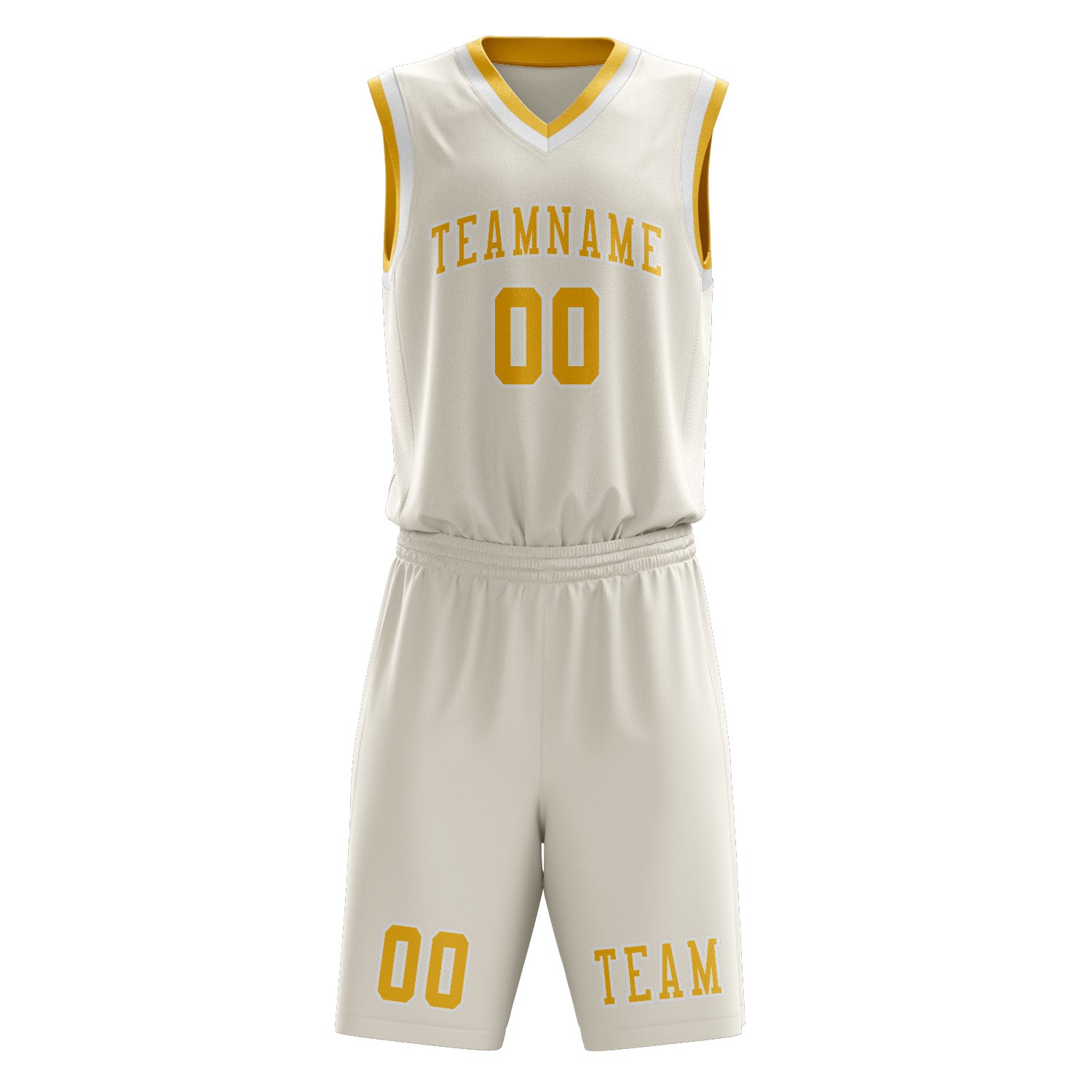 Custom Cream Gold Basketball Set