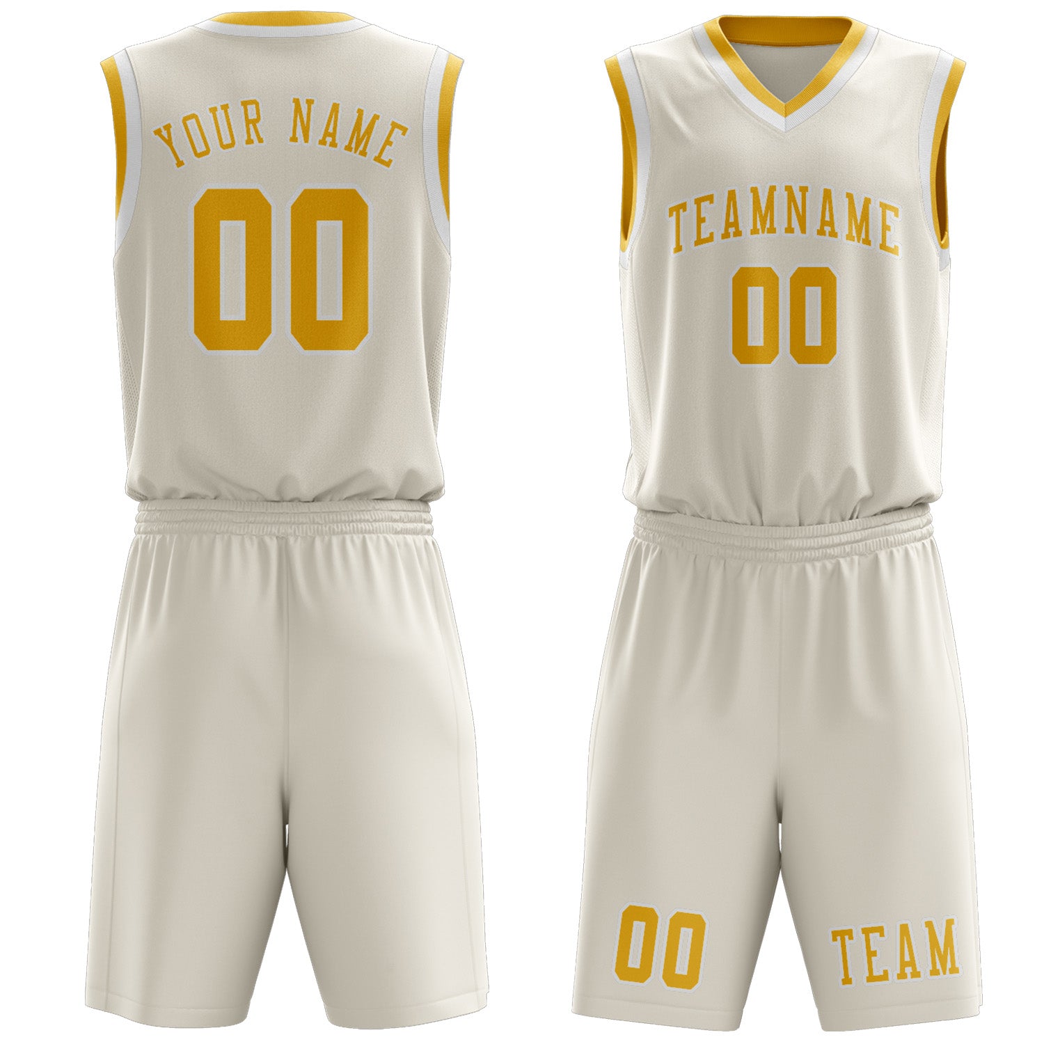 Custom Cream Gold Basketball Set