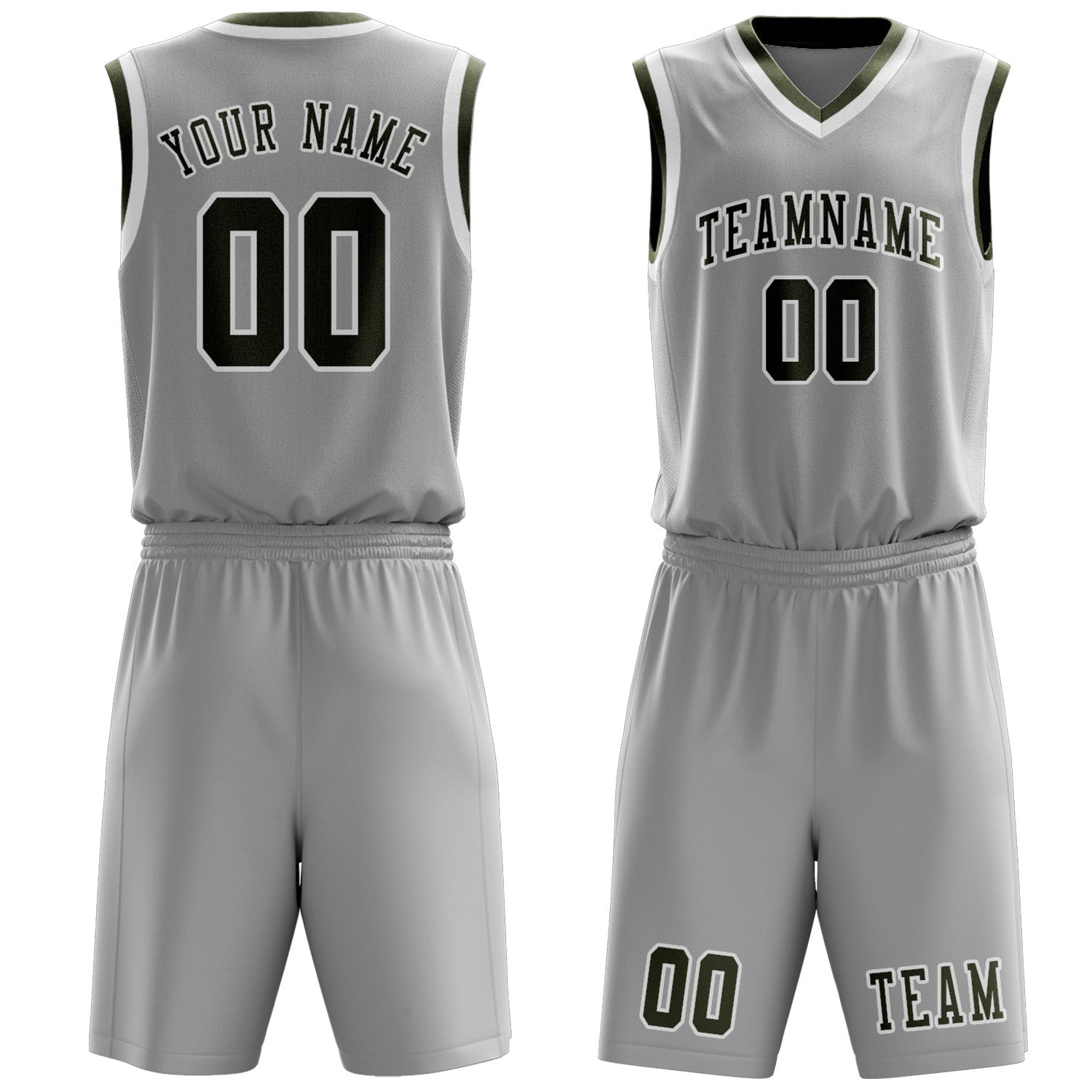 Custom Gray Olive Basketball Set