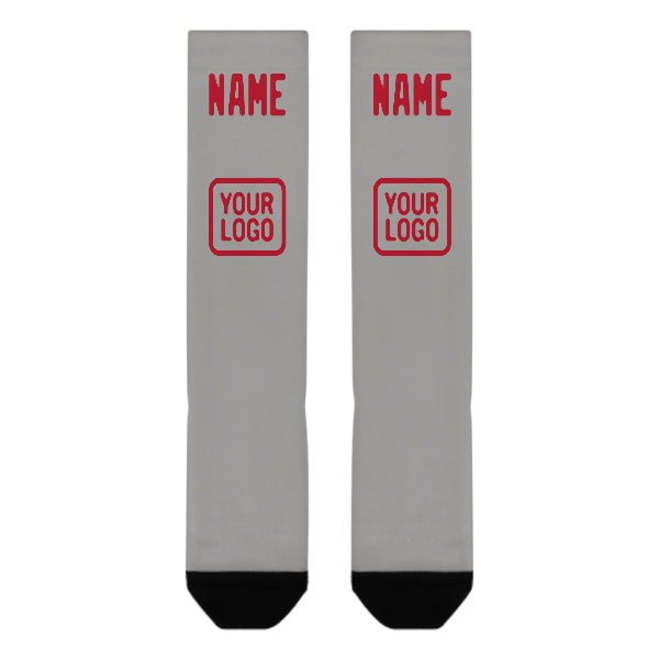 Custom Gray Red Knee-High Sock