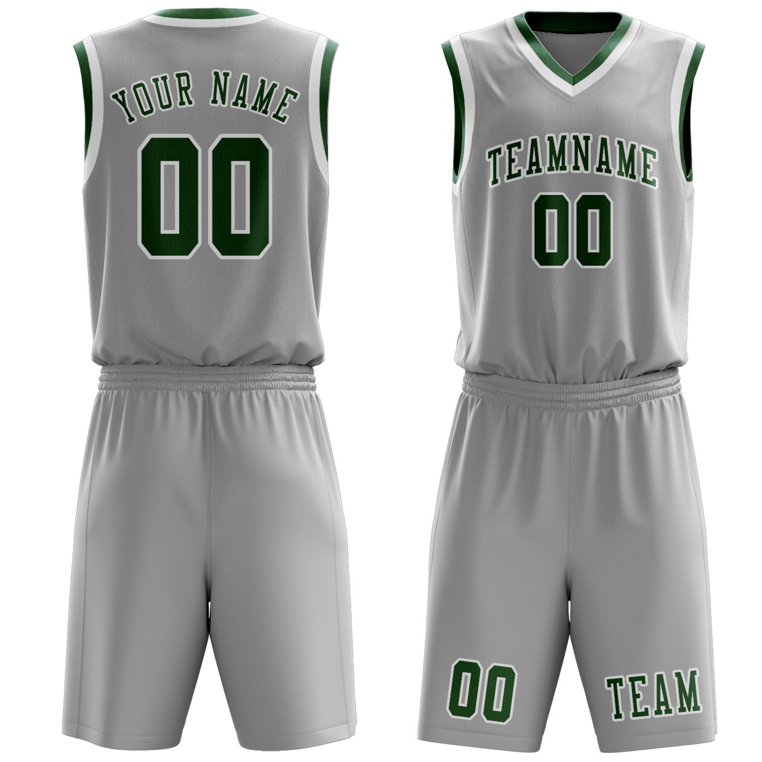 Custom Gray Green Basketball Set