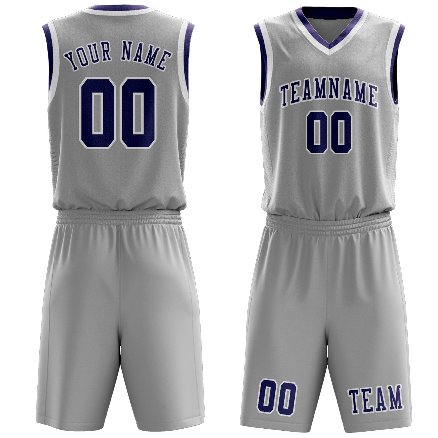 Custom Gray Purple Basketball Set